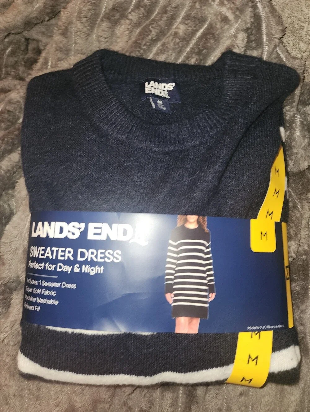 Lands' End Navy and White Sweater Dress